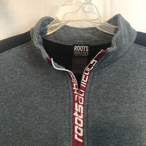 Roots Athletics 1/4 Zip Sweatshirt Mens XLg  Heathered Grey with Black Trim - Picture 3 of 10